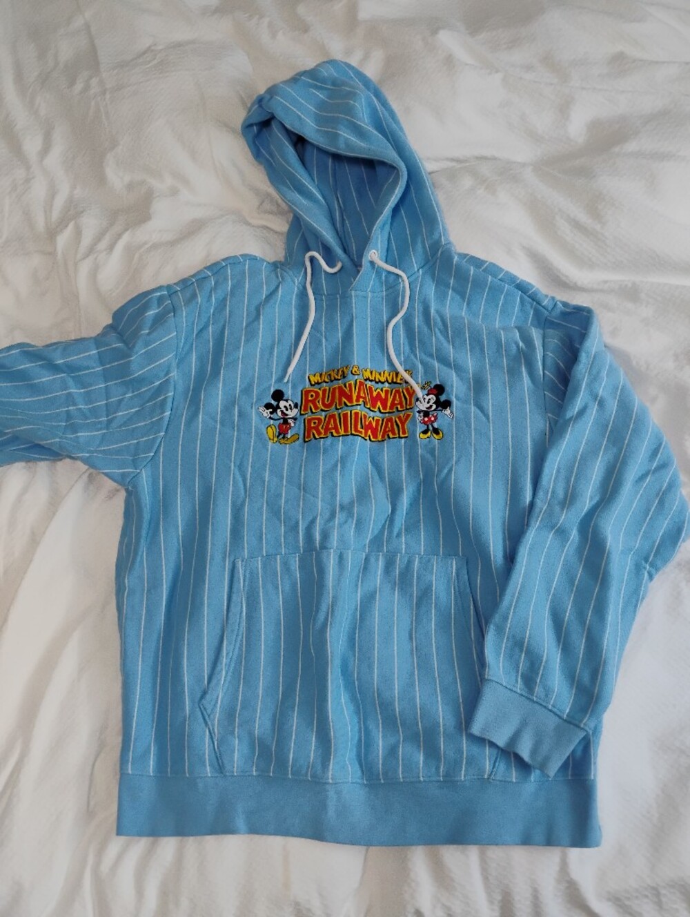 Disney Blue Striped Mickey & Minnie's Runaway Railway Hoodie